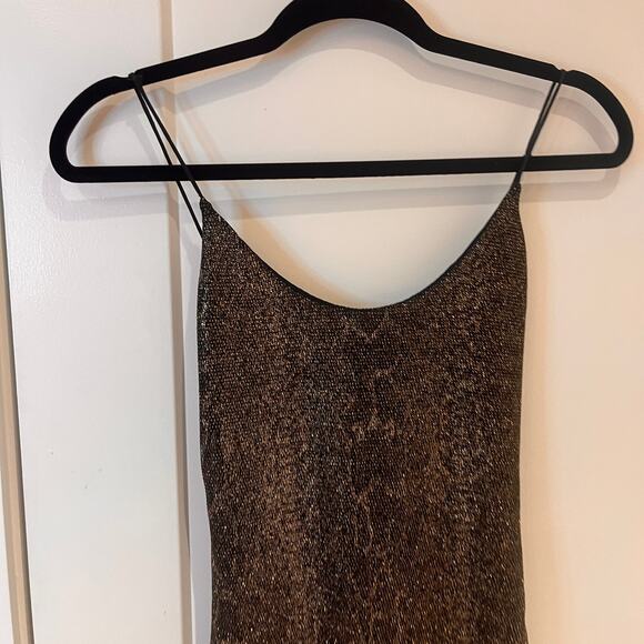 Alice + Olivia Brown Sequin Mini Tank Dress Sz 0 - Picture 4 of 10
